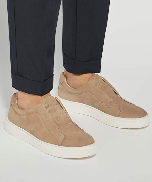 Dune London Trev - Taupe Nubuck Round Toe Trainers
