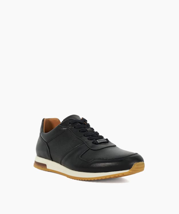 Dune London Trilogy - Black Lace-Up Runner Trainers