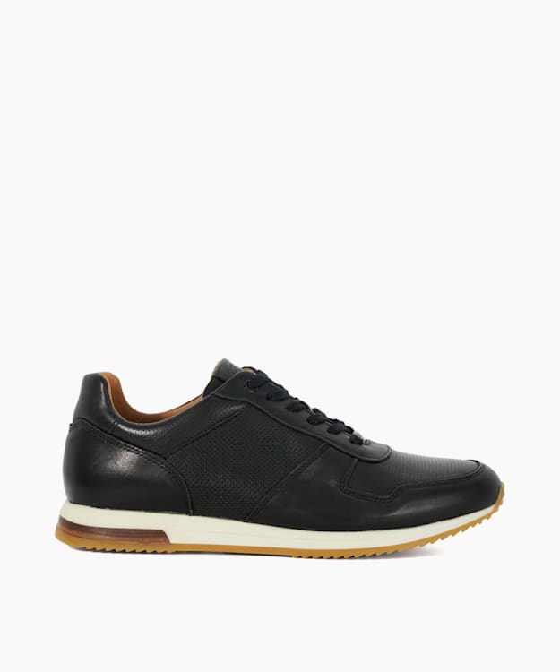 dune london Trilogy - Black Lace-Up Runner Trainers