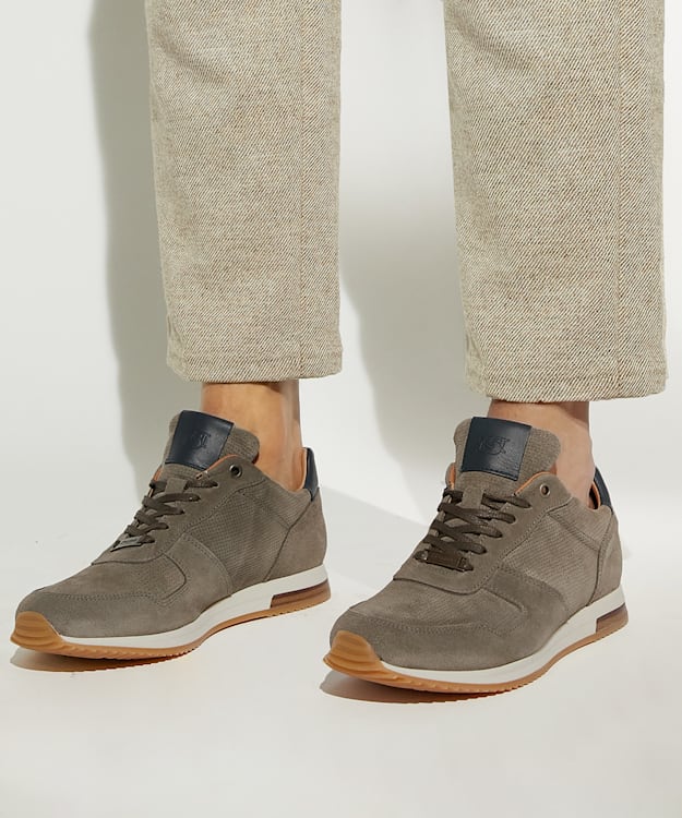 Dune London Trilogy - Grey Lace-Up Runner Trainers
