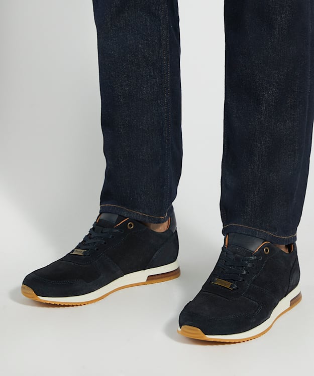 Dune London Trilogy - Navy Lace-Up Runner Trainers