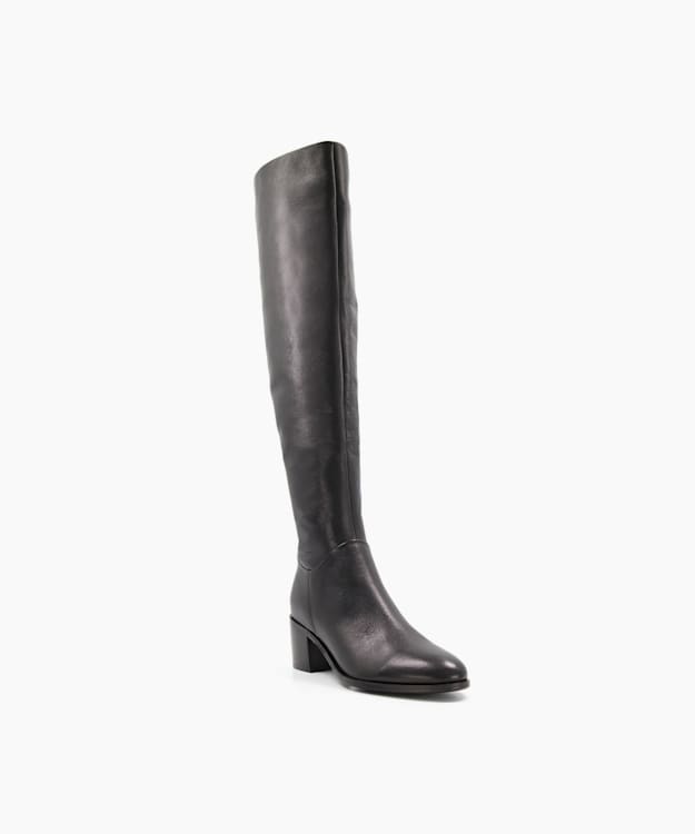 Dune London Trinny - Black Leather Knee-High Boots