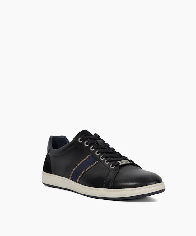 Dune London Trint - Black Lace-Up Leather Trainers