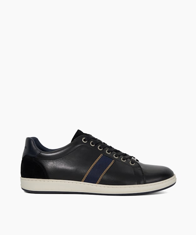 dune london Trint - Black Lace-Up Leather Trainers