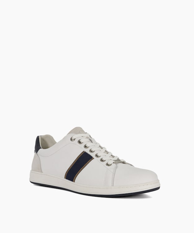 Dune London Trint - White Lace-Up Leather Trainers