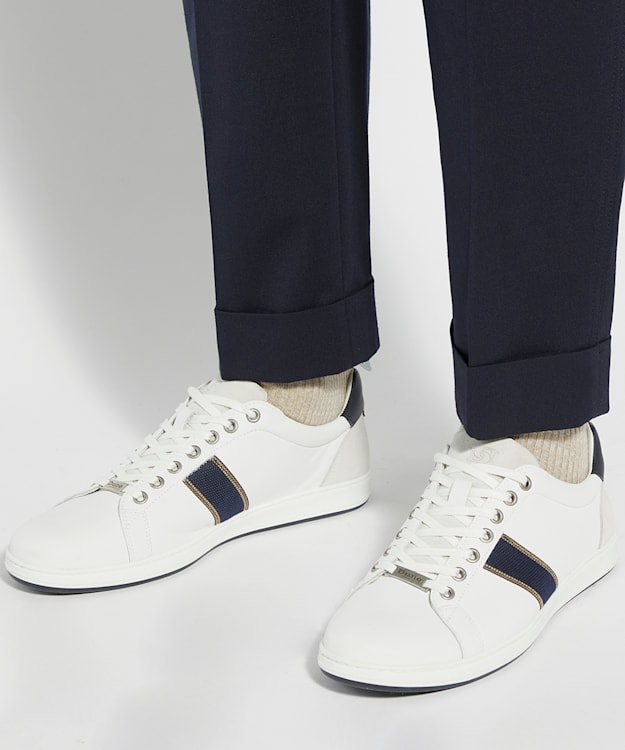 Dune London Trint - White Lace-Up Leather Trainers