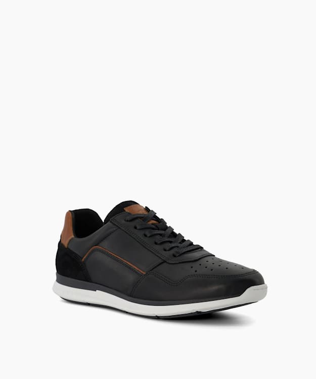 Dune London Tristonn - Black Leather Runner Trainers