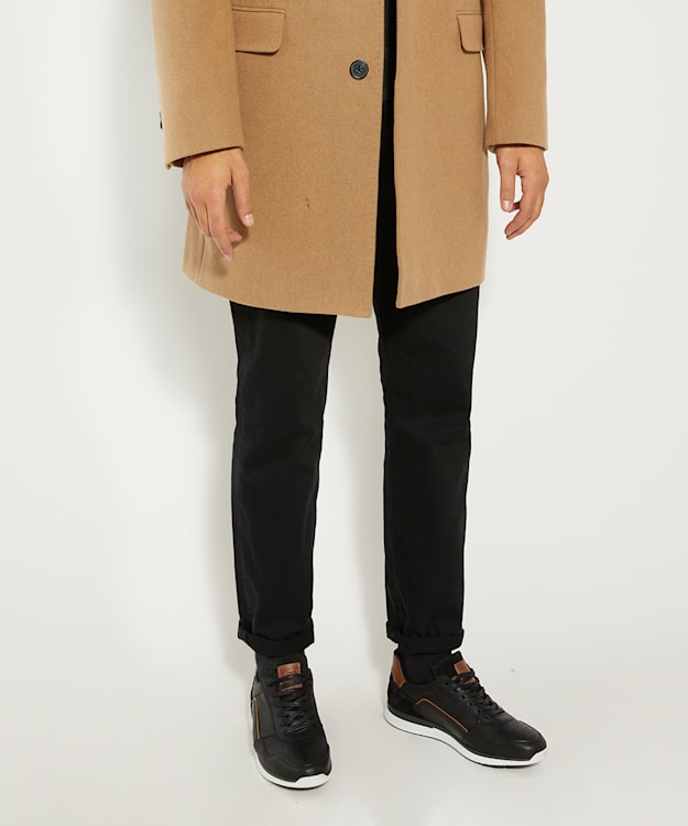 Dune London Tristonn - Black Leather Runner Trainers