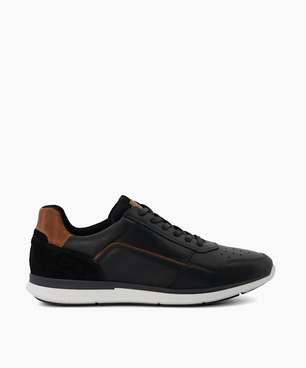 dune london Tristonn - Black Leather Runner Trainers