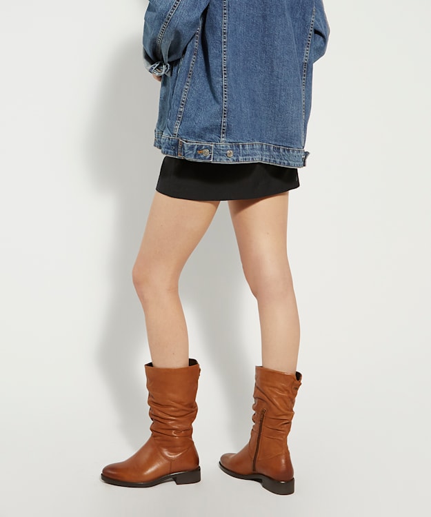 Dune London Tyling - Tan Ruched Calf Boots