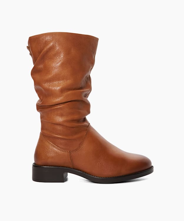dune london Tyling - Tan Ruched Calf Boots