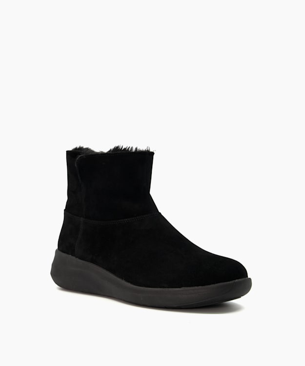 Dune London E Pace - Black Comfort Faux Fur Lined Ankle Boots