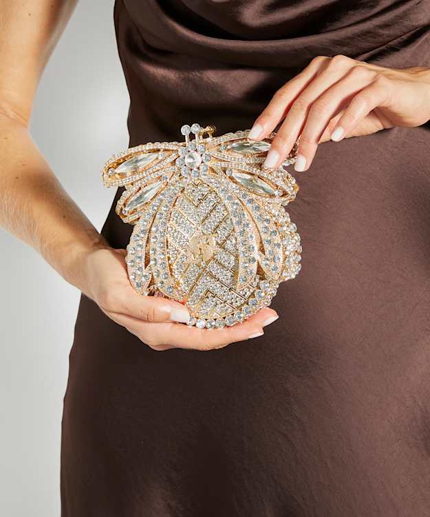 Dune London Eaden - Gold Dune Bug Diamante Embellished Clutch