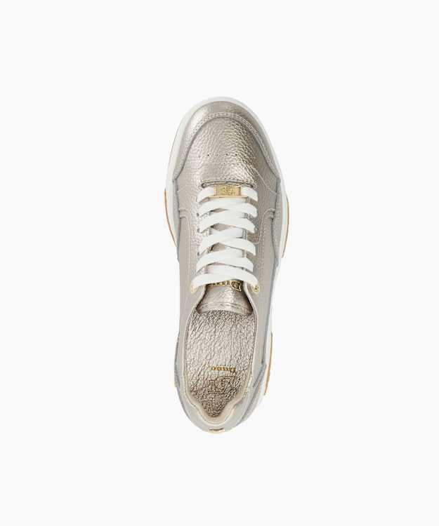 Dune London Eckley - Gold Perforated Lace Up Trainers