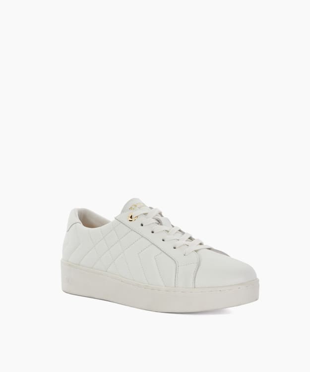 Dune London Egent - White Quilted Platform Sole Lace-Up Trainers