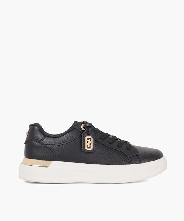 dune london Ekino - Black Charm Detail Lace Up Trainers