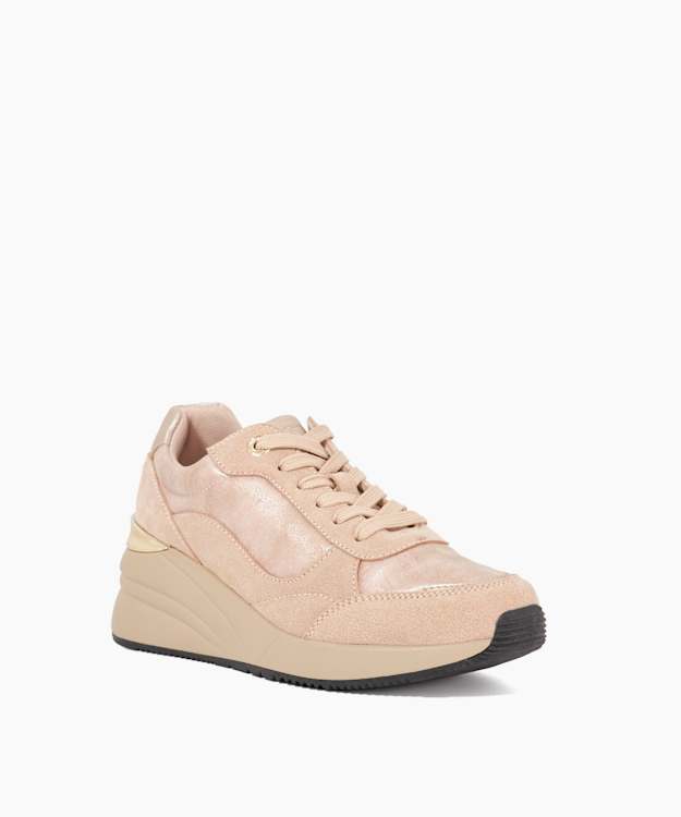 Dune London Elatie - Pink Wedge Heel Lace Up Trainers