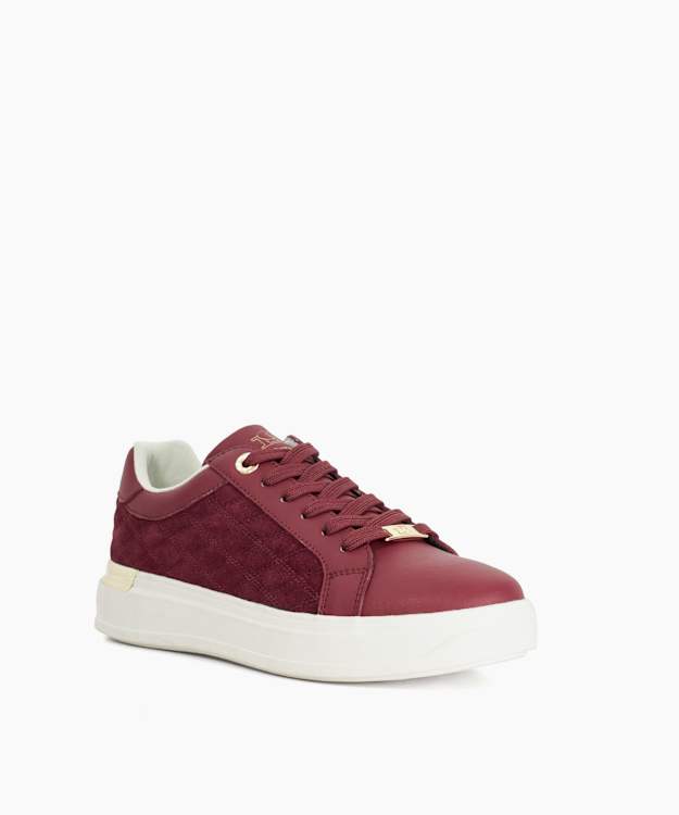 Dune London Elba - Burgundy Quilted Side Chunky Lace Up Trainers