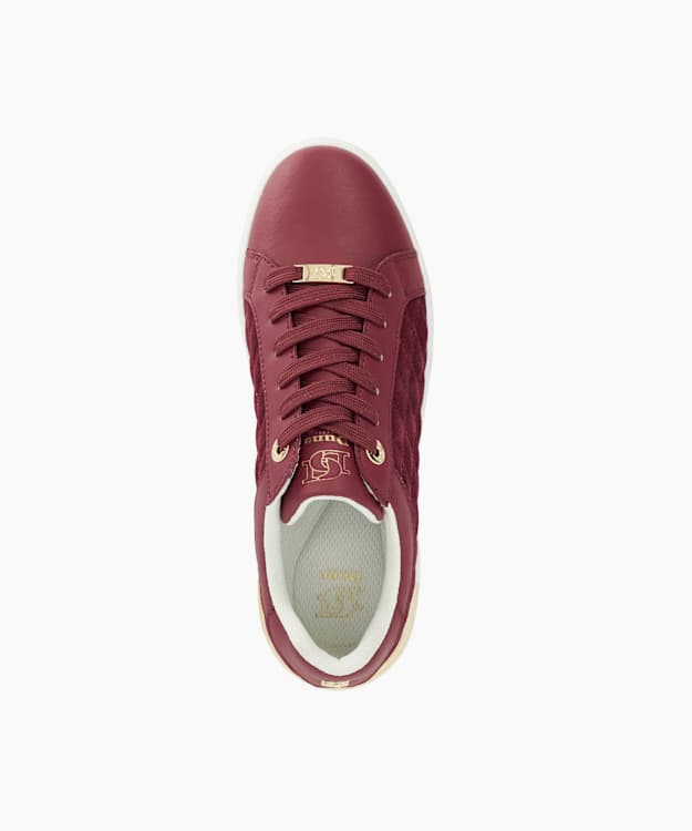 Dune London Elba - Burgundy Quilted Side Chunky Lace Up Trainers