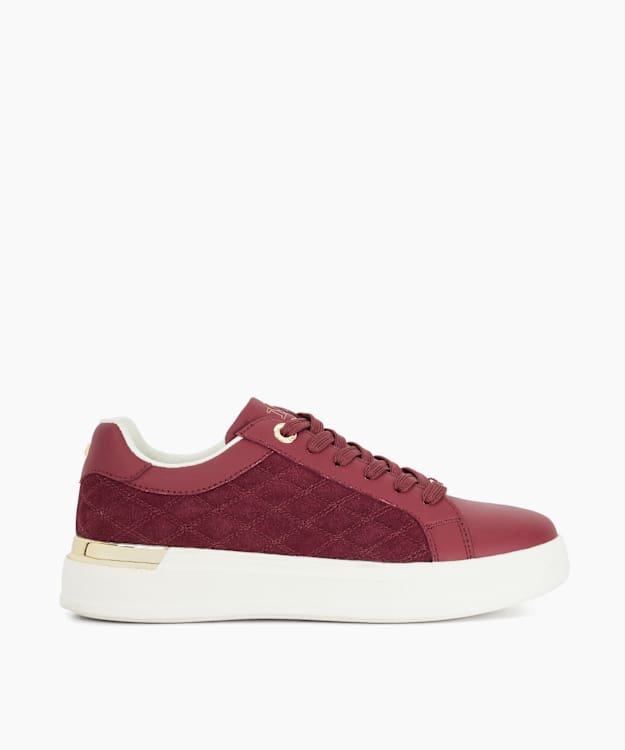dune london Elba - Burgundy Quilted Side Chunky Lace Up Trainers