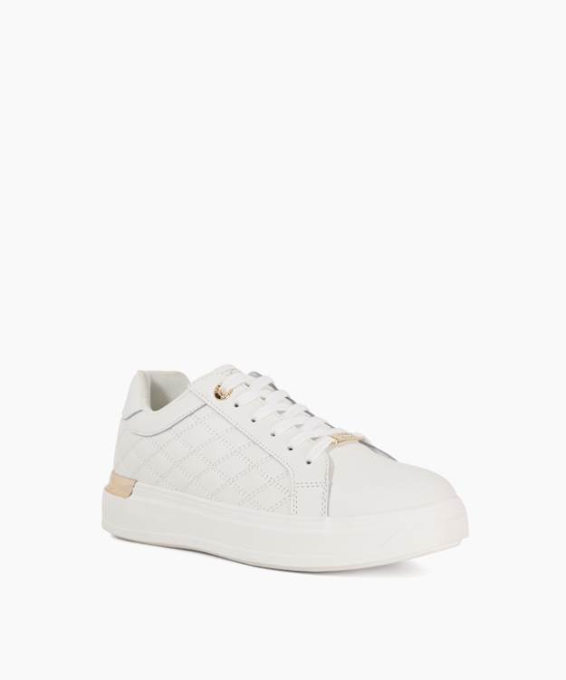 Dune London Elba - White Quilted Side Chunky Lace Up Trainers