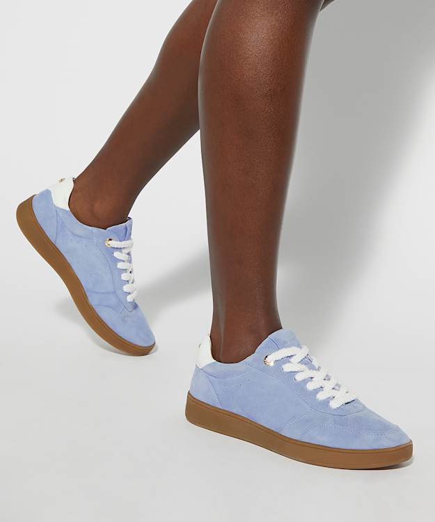 Dune London Electrolite - Blue Suede Lace-Up Trainers