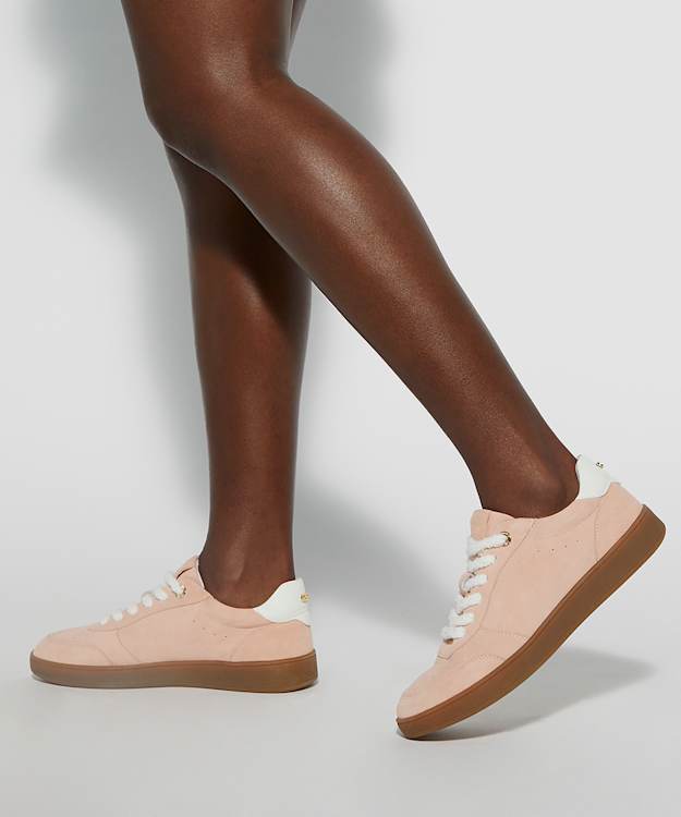 Dune London Electrolite - Coral Suede Lace-Up Trainers