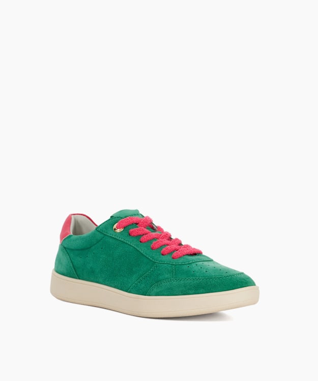 Dune London Electrolite - Green Suede Lace-Up Trainers