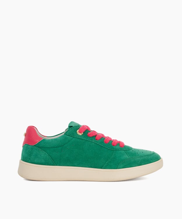 dune london Electrolite - Green Suede Lace-Up Trainers