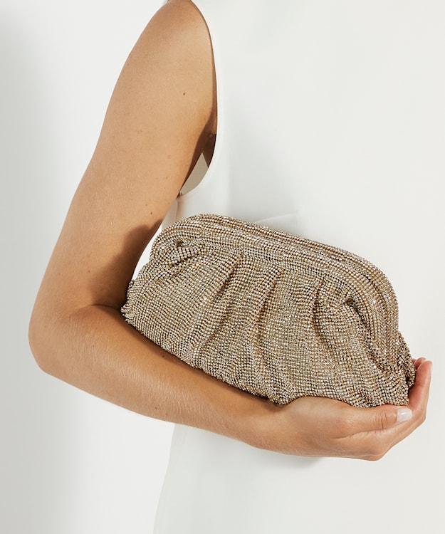 Dune London Elegent - Gold Embellished Mesh Clutch Bag