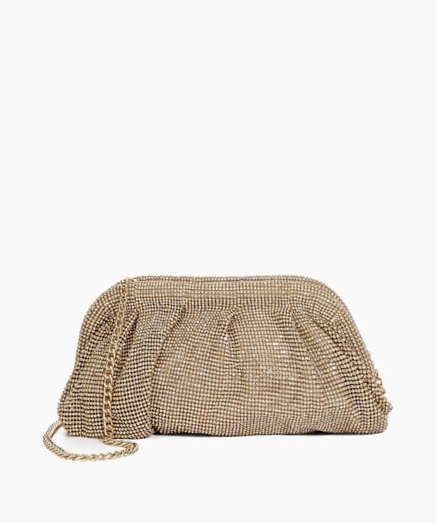 dune london Elegent - Gold Embellished Mesh Clutch Bag