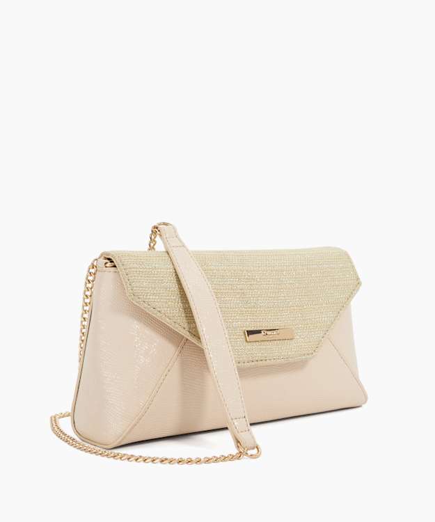 Dune London Elissiaos - Ecru Croc Effect Handheld Clutch Bag