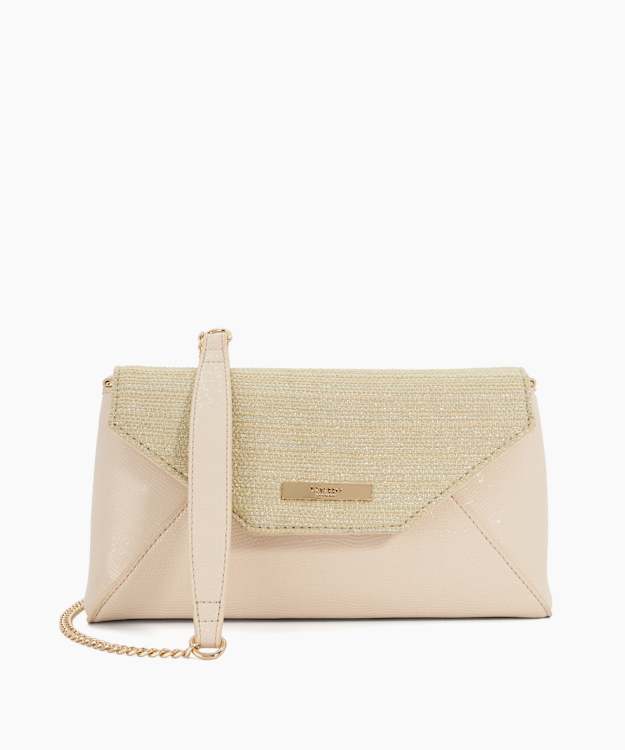 dune london Elissiaos - Ecru Croc Effect Handheld Clutch Bag