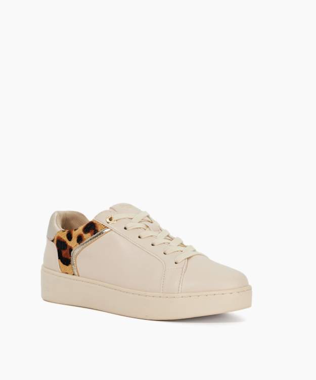 Dune London Elli - Ecru Lace Up Chunky Flatform Trainers