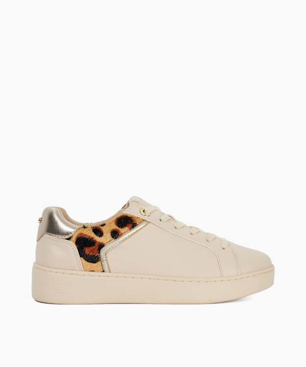 dune london Elli - Ecru Lace Up Chunky Flatform Trainers