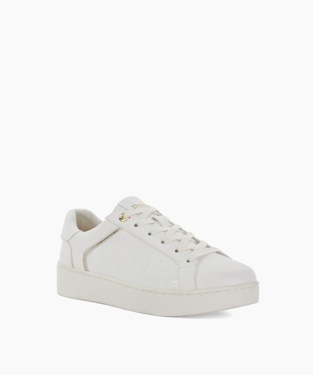 Dune London Elli - White Lace Up Chunky Flatform Trainers