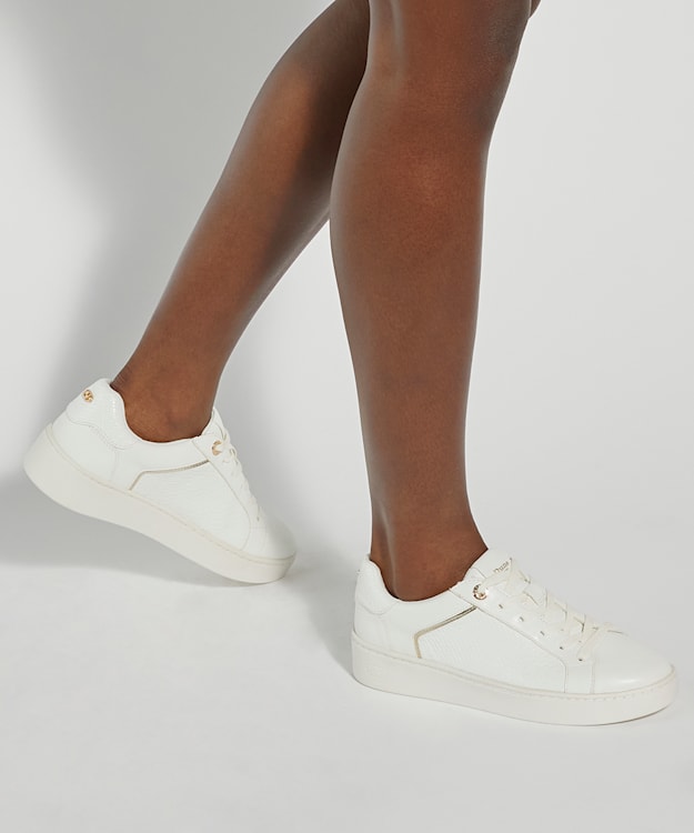 Dune London Elli - White Lace Up Chunky Flatform Trainers