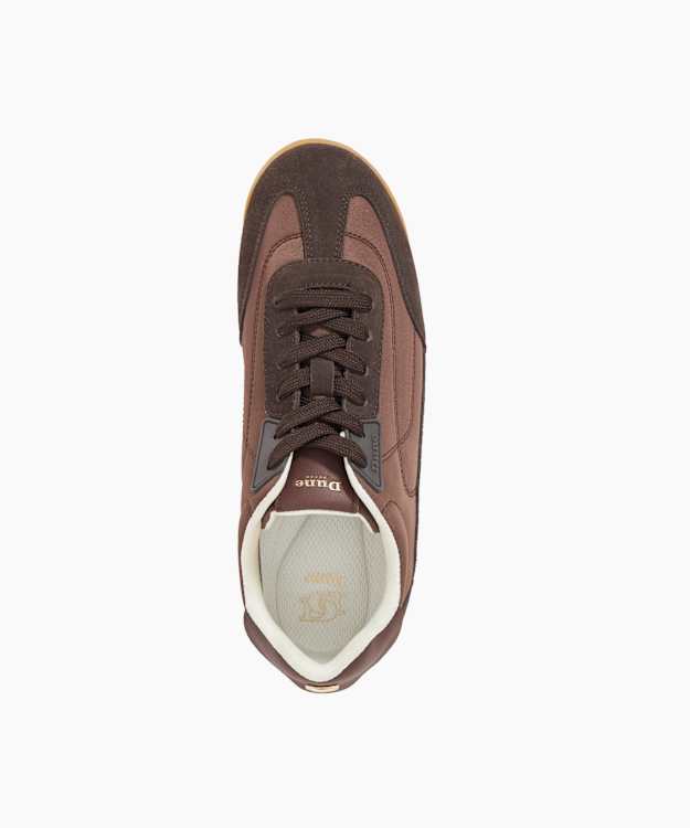 Dune London Emanie - Brown Suede Round Toe Lace Up Trainers