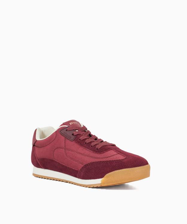 Dune London Emanie - Burgundy Suede Round Toe Lace Up Trainers