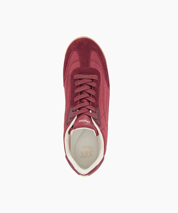 Dune London Emanie - Burgundy Suede Round Toe Lace Up Trainers