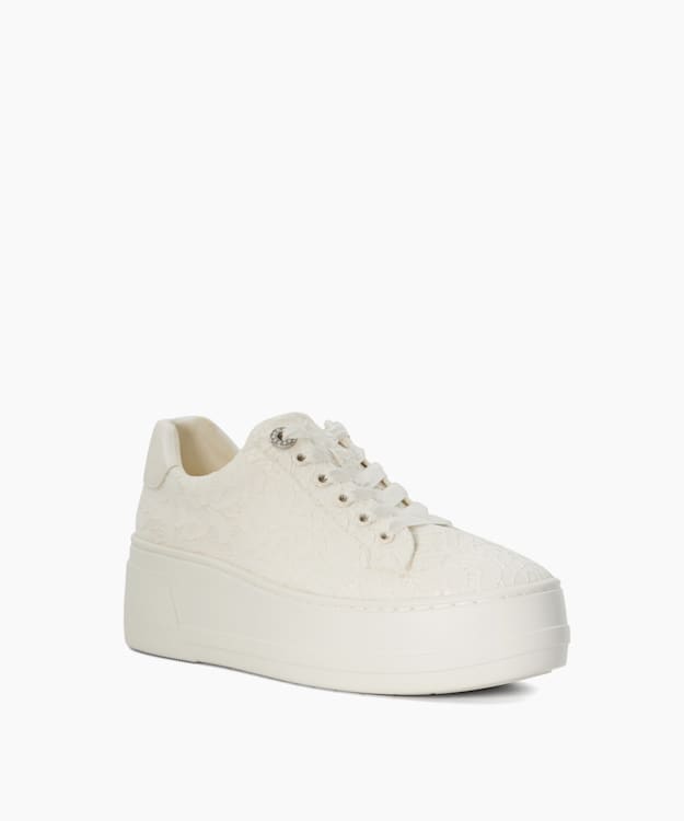 Dune London Embraced - Ivory Lace Detail Platform Trainer