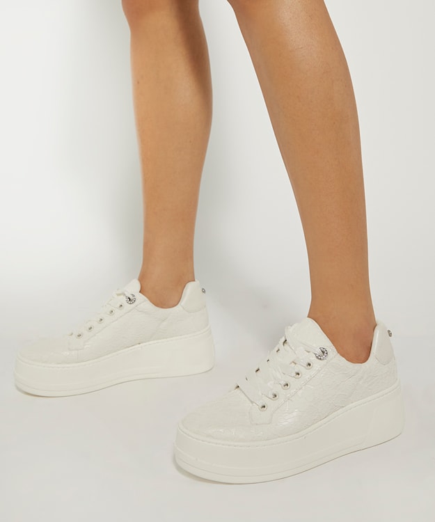 Dune London Embraced - Ivory Lace Detail Platform Trainer
