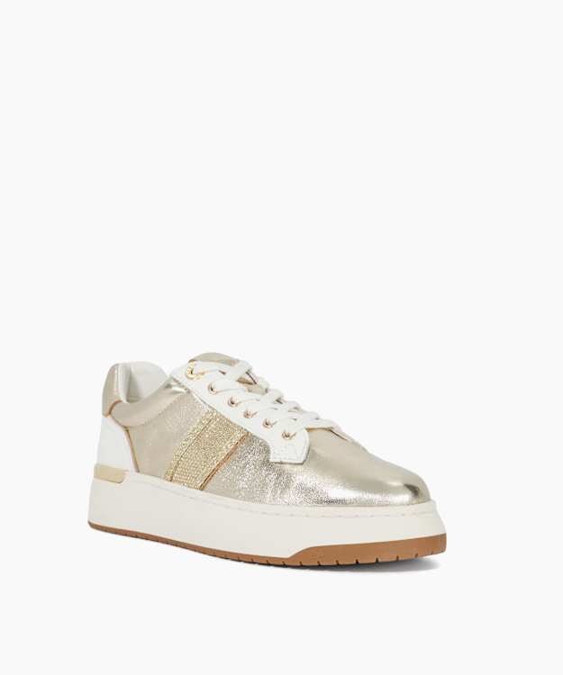Dune London Emeelia - Gold Chunky Cupsole Cleated Trainers