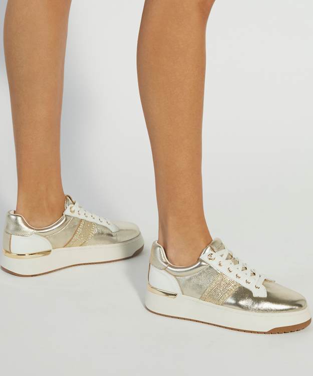 Dune London Emeelia - Gold Chunky Cupsole Cleated Trainers