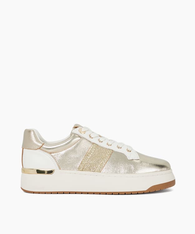 dune london Emeelia - Gold Chunky Cupsole Cleated Trainers
