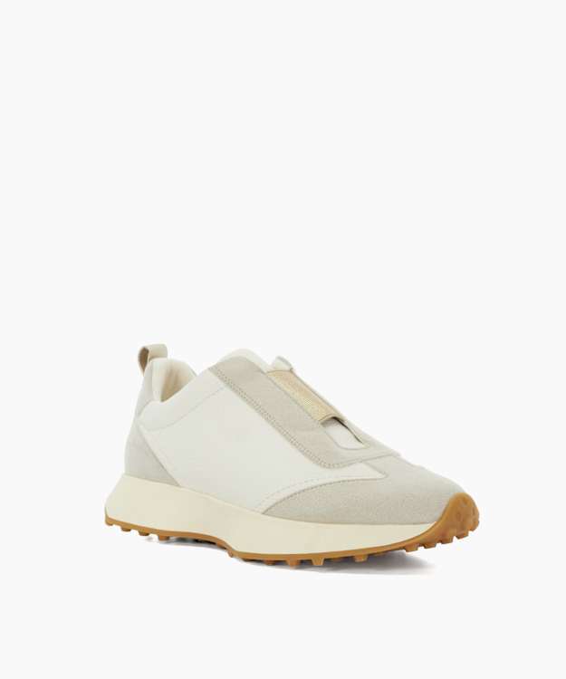 Dune London Emilina - White Pull On Wedge Heel Trainers