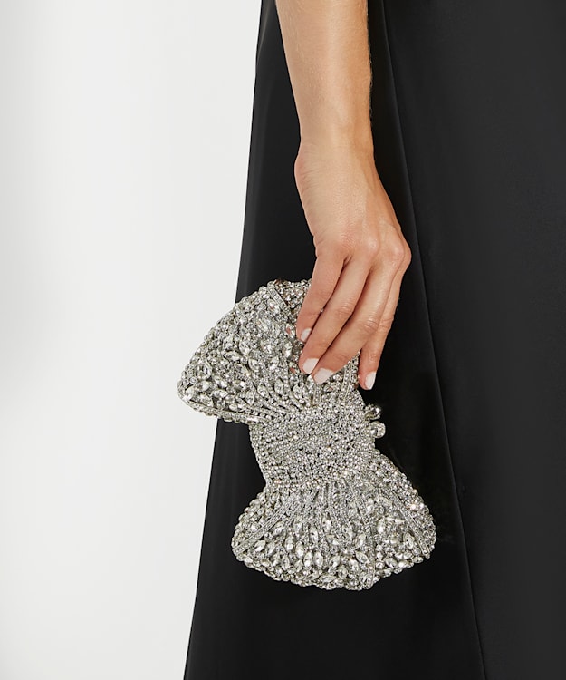 Dune London Enchant - Silver Embellished Bow Clutch Bag