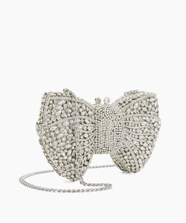 Dune London Enchant - Silver Embellished Bow Clutch Bag