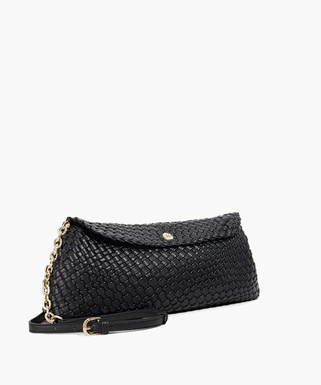 Dune London Encourage - Black Woven Clutch With Cross Body Strap