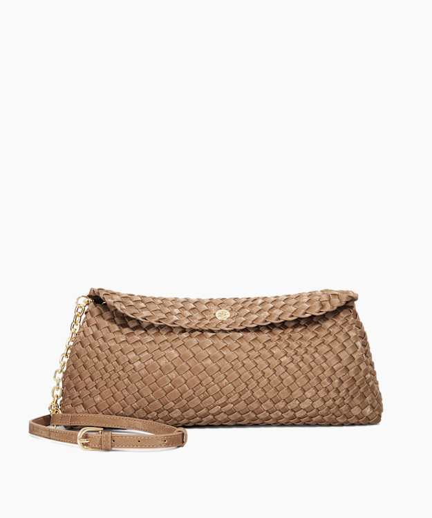 dune london Encourage - Bronze Woven Clutch With Cross Body Strap
